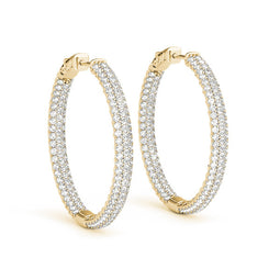 Diamond Pavé Hoop Earrings Yellow Gold 2.67CT